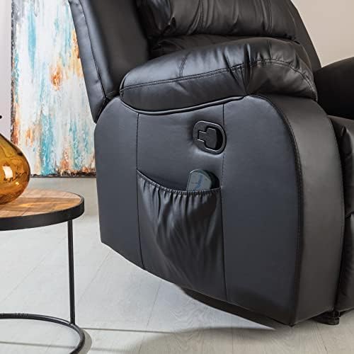 Don Descanso - Sillón Masaje Relax Calor Trevi Negro Reclinable 160º con 8 Motores Silenciosos, Calor Lumbar, Sist. Masaje 4 Zonas y Acabado en PU Anti-Cuarteo [Incluye Mando]. Ideal Gente Mayor
