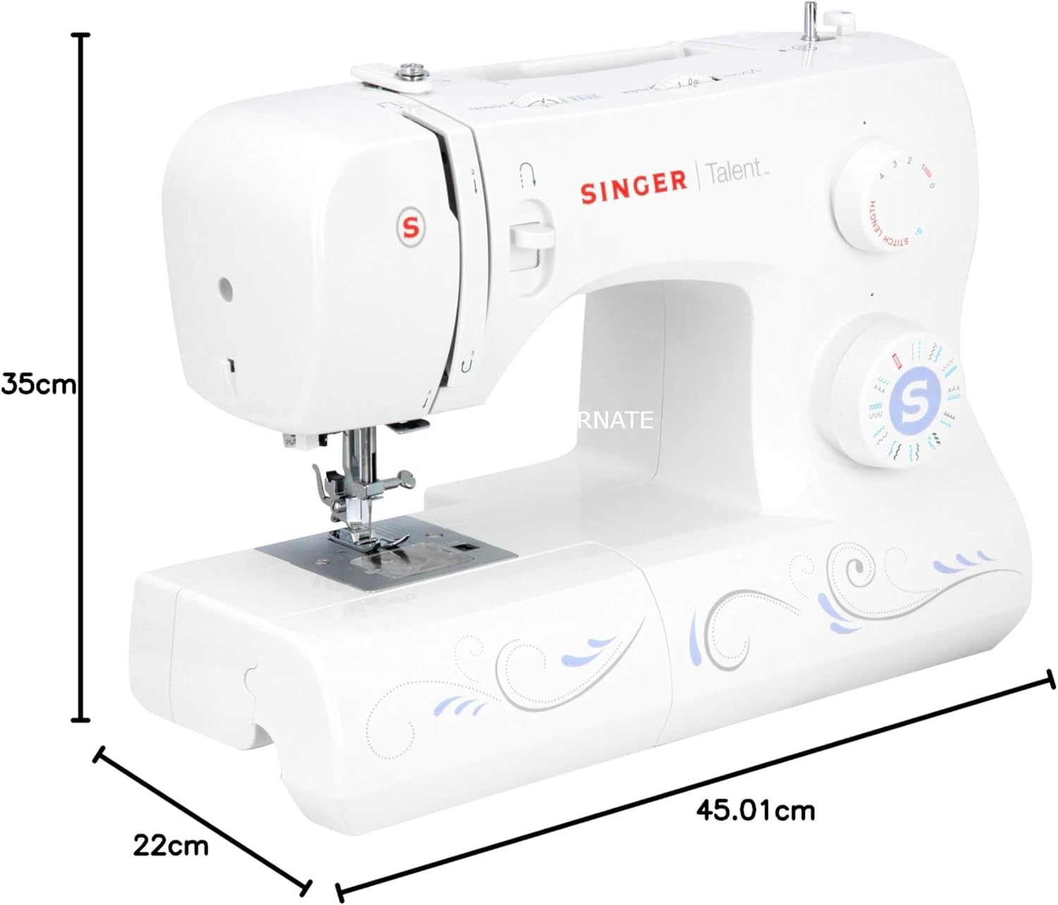 Singer Talent 3323-30 Mechanical Sewing Machine with Utility Stitches, Fully Automatic One-Step Buttonhole, Zigzag Stitch up to 6 mm, Automatic Threading, Professional Sewing Machine, White Color