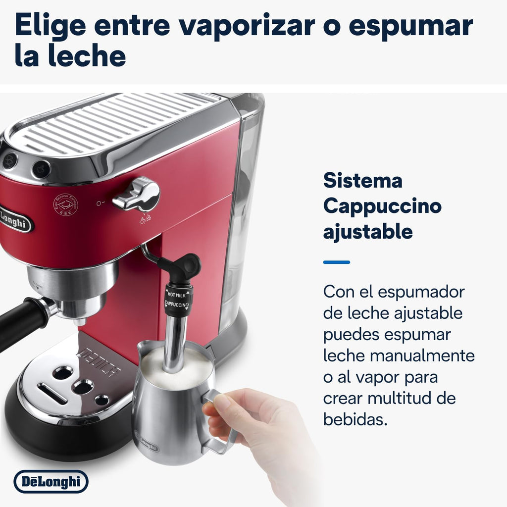 De'Longhi Dedica – Stainless Steel Pump Espresso Coffee Machine for Ground Coffee or Pods, Espresso and Cappuccino, 1.3 L Tank, Anti-Drip System, Model EC685.M, Metallic Colour