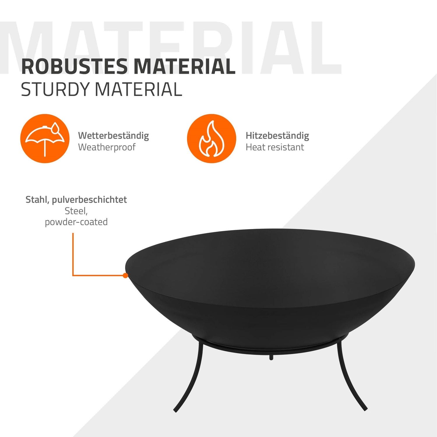 Steel fire pit with tripod grill