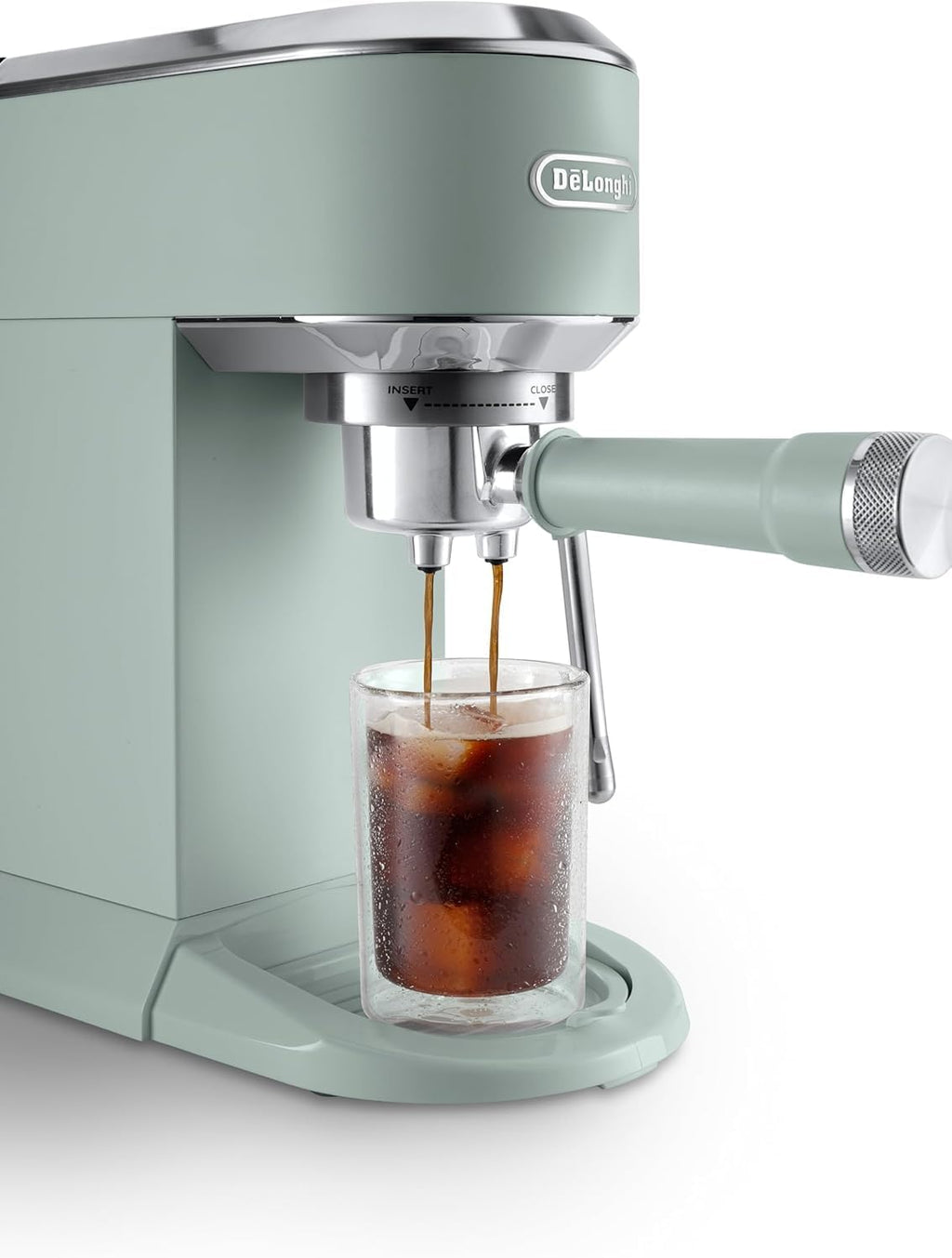 De'Longhi Dedica – Stainless Steel Pump Espresso Coffee Machine for Ground Coffee or Pods, Espresso and Cappuccino, 1.3 L Tank, Anti-Drip System, Model EC685.M, Metallic Colour