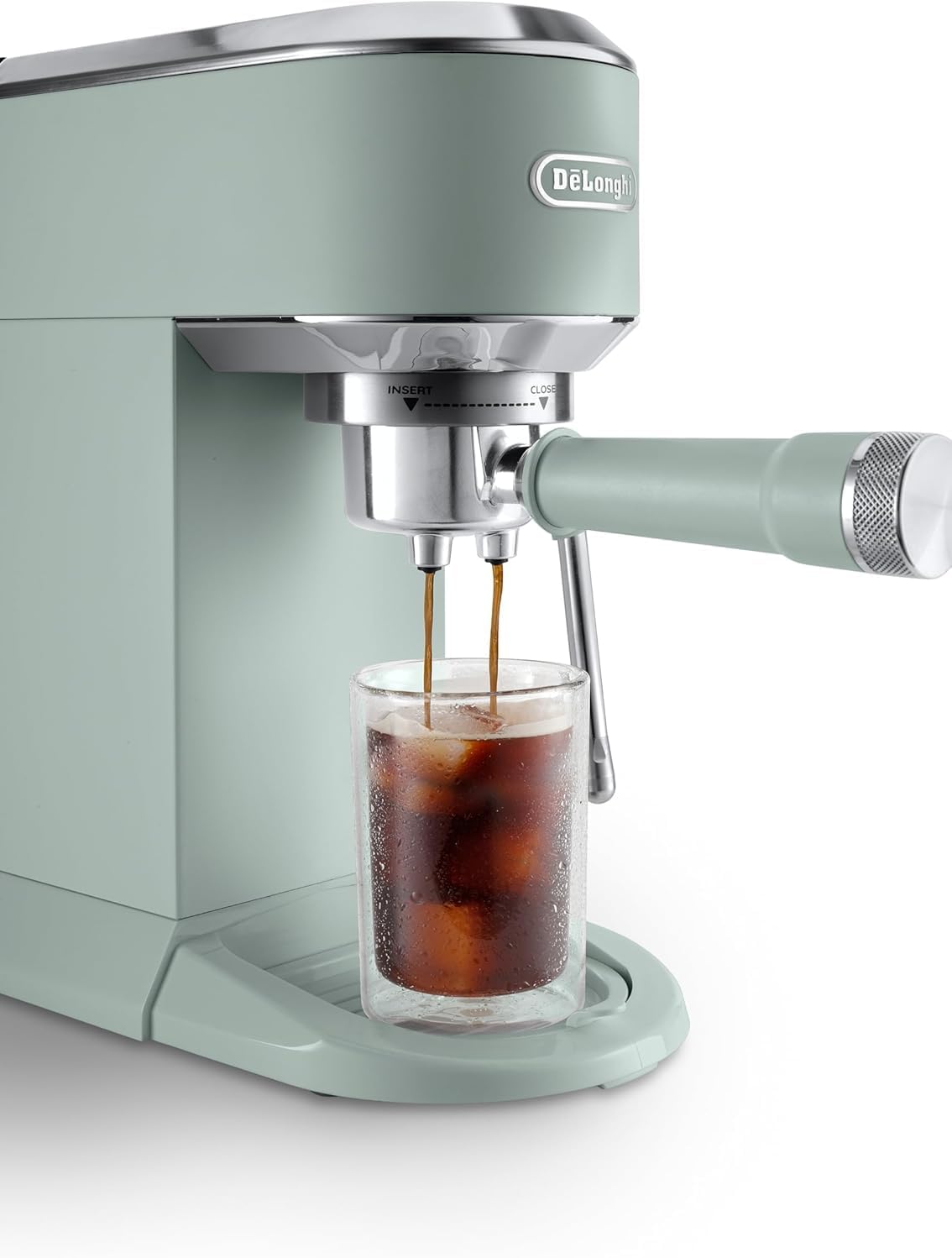 De'Longhi Dedica – Stainless Steel Pump Espresso Coffee Machine for Ground Coffee or Pods, Espresso and Cappuccino, 1.3 L Tank, Anti-Drip System, Model EC685.M, Metallic Colour