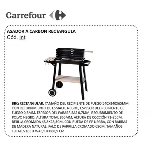 Grill prostokątny czarny 83x45,5x86,5 cm