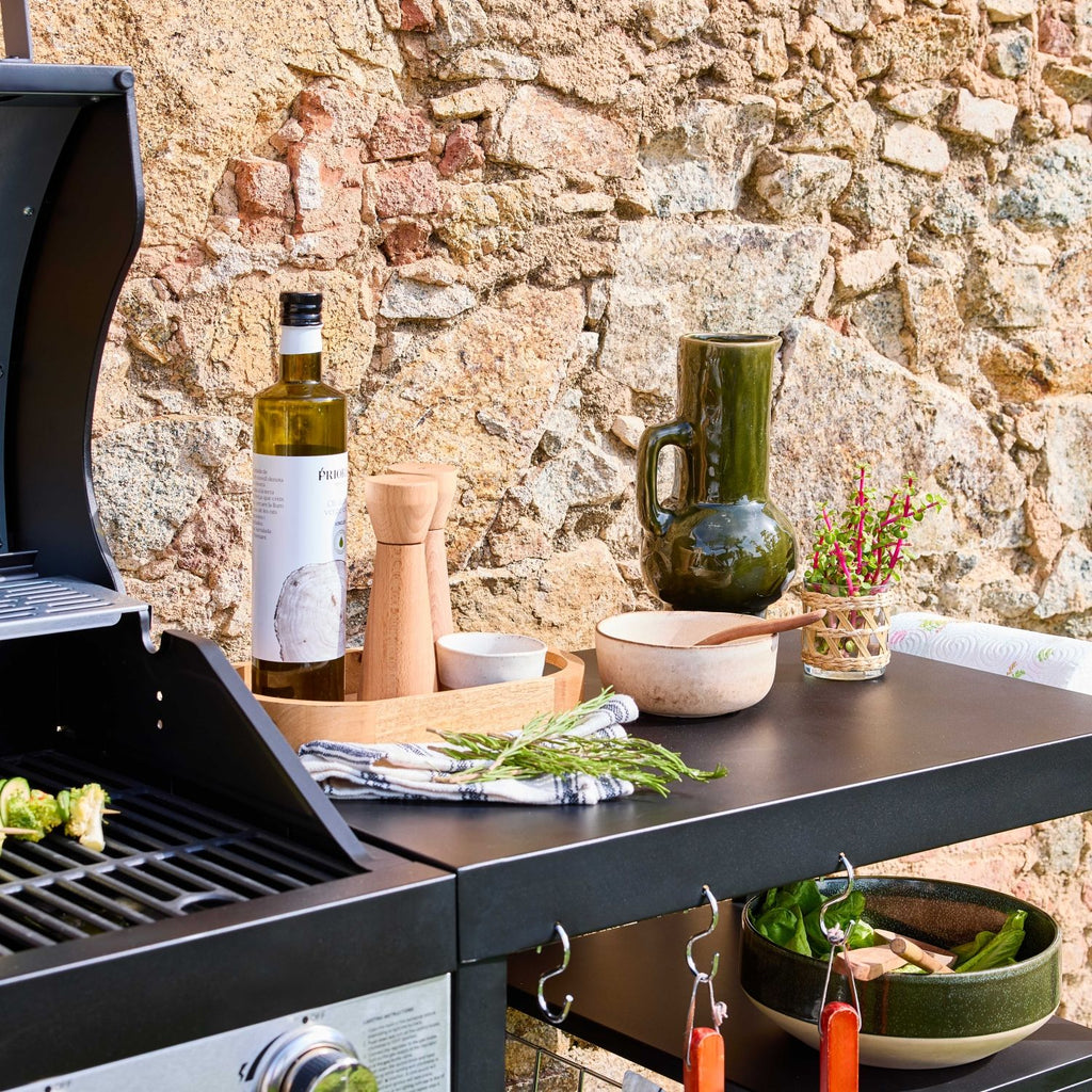 Grill 4-palnikowy, kuchnia zewnętrzna, czarny