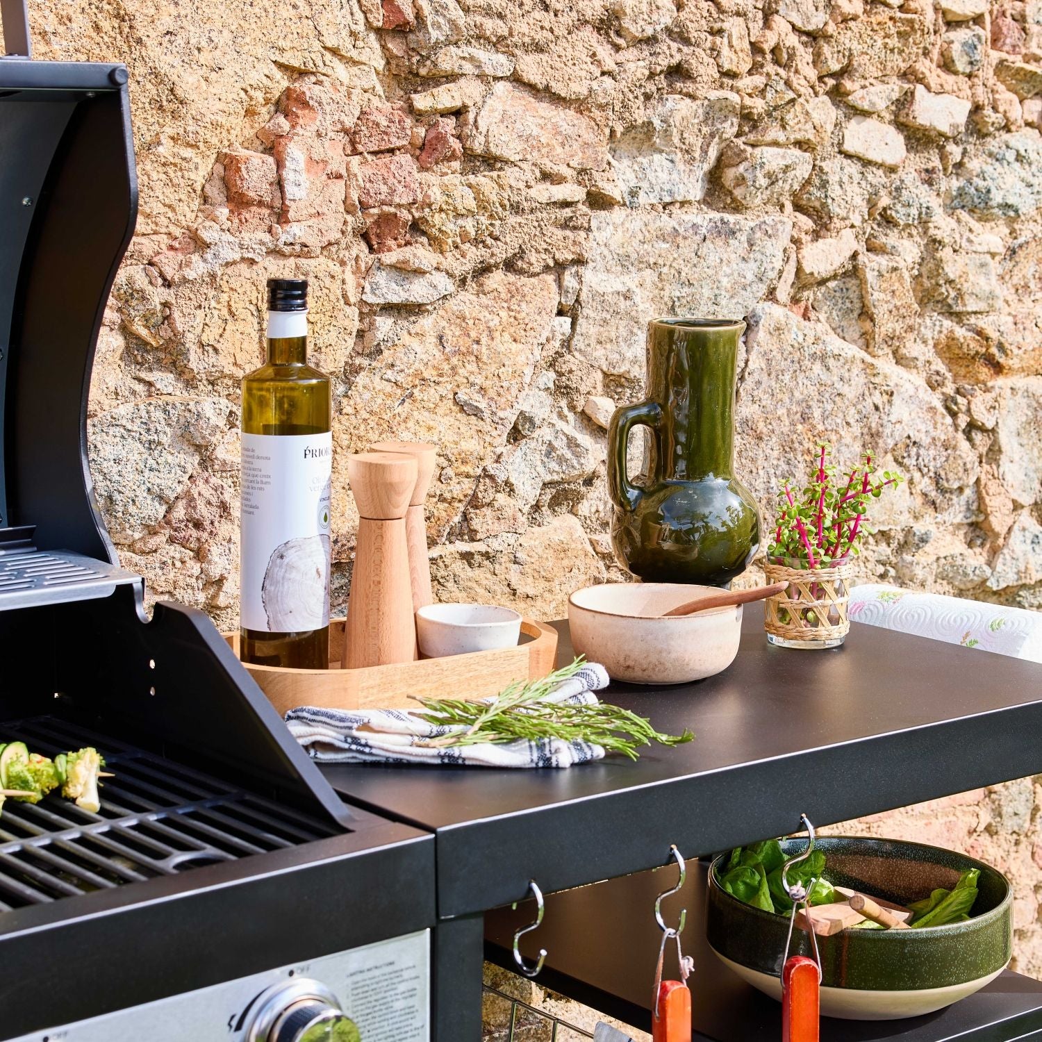 Grill 4-palnikowy, kuchnia zewnętrzna, czarny