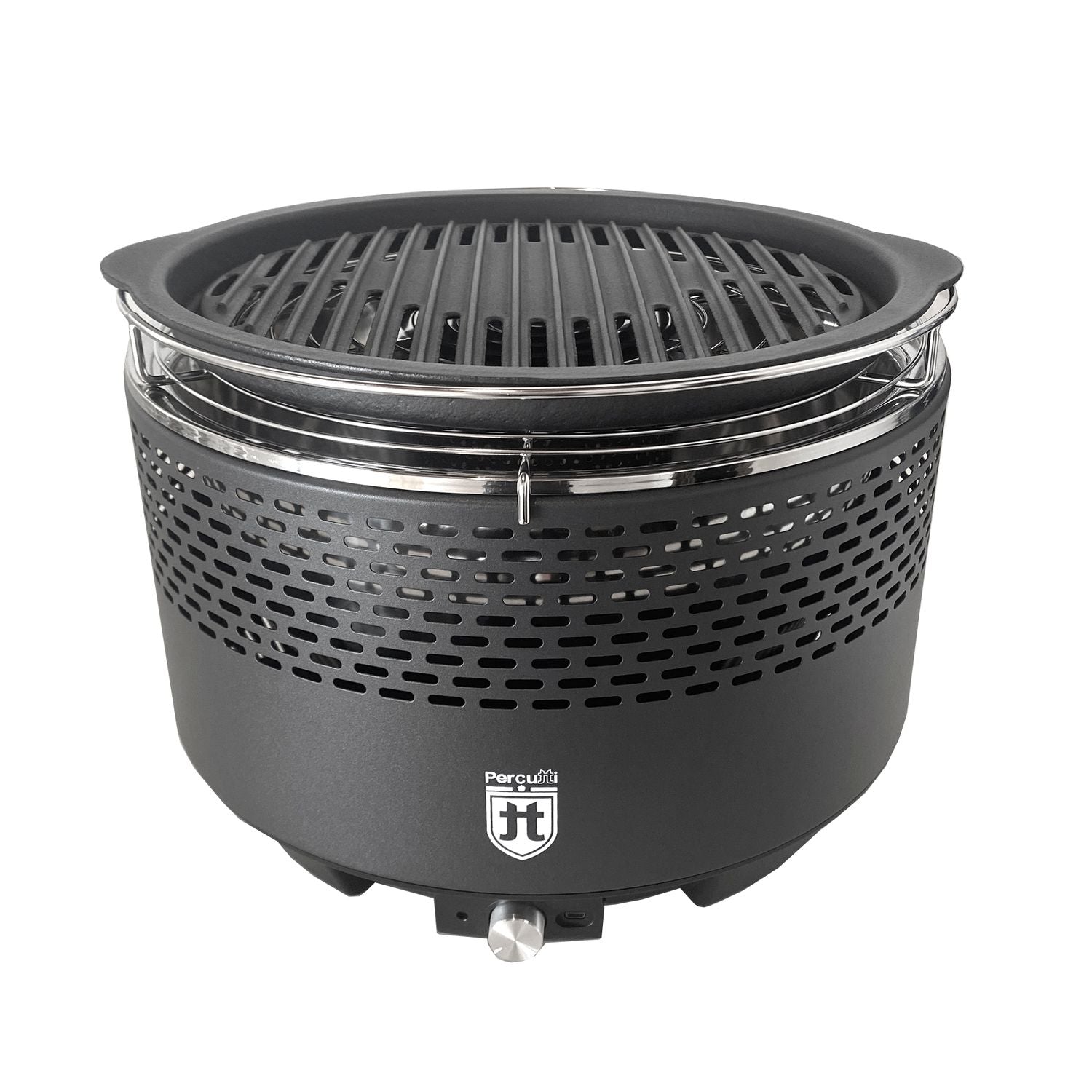 Percutti bezdymny grill przenośny | Wentylator USB | Grill węglowy z torbą transportową | Szybkie i czyste gotowanie | Idealny na balkon, kemping, do ogrodu lub na taras