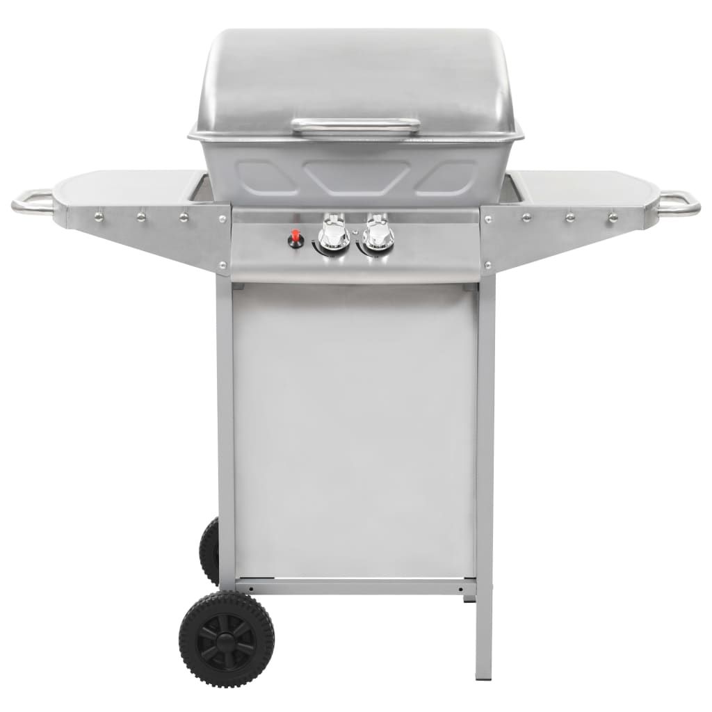 VidaXL Przenośny grill gazowy z 2 strefami, stal nierdzewna, srebrny