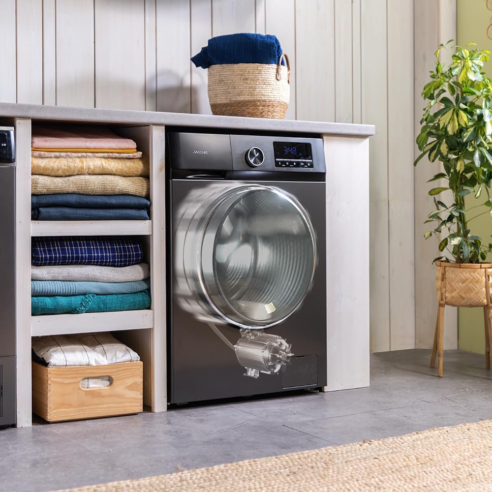 Washing machine Bolero Dresscode 8500 Inverter Steel, front-loaded, capacity 8 kg. Power 1900 W, 1400 rpm, Inverter Plus motor, low energy consumption, 16 programs, SteamMax, delayed start, steel