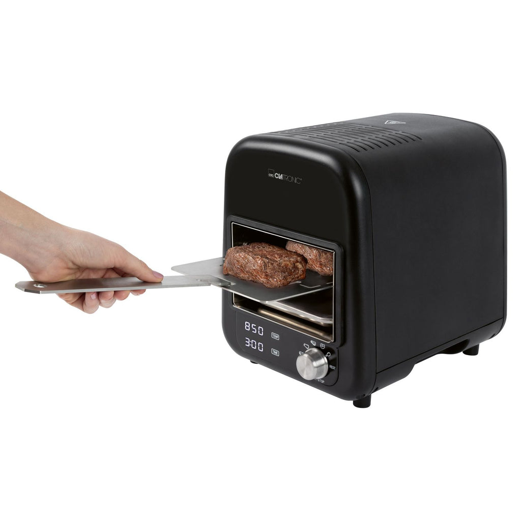 Grill elektryczny na podczerwień Clatronic EBG 3760, grill ceramiczny, 5 programów gotowania, 850°C, czarne wnętrze, 1600 W