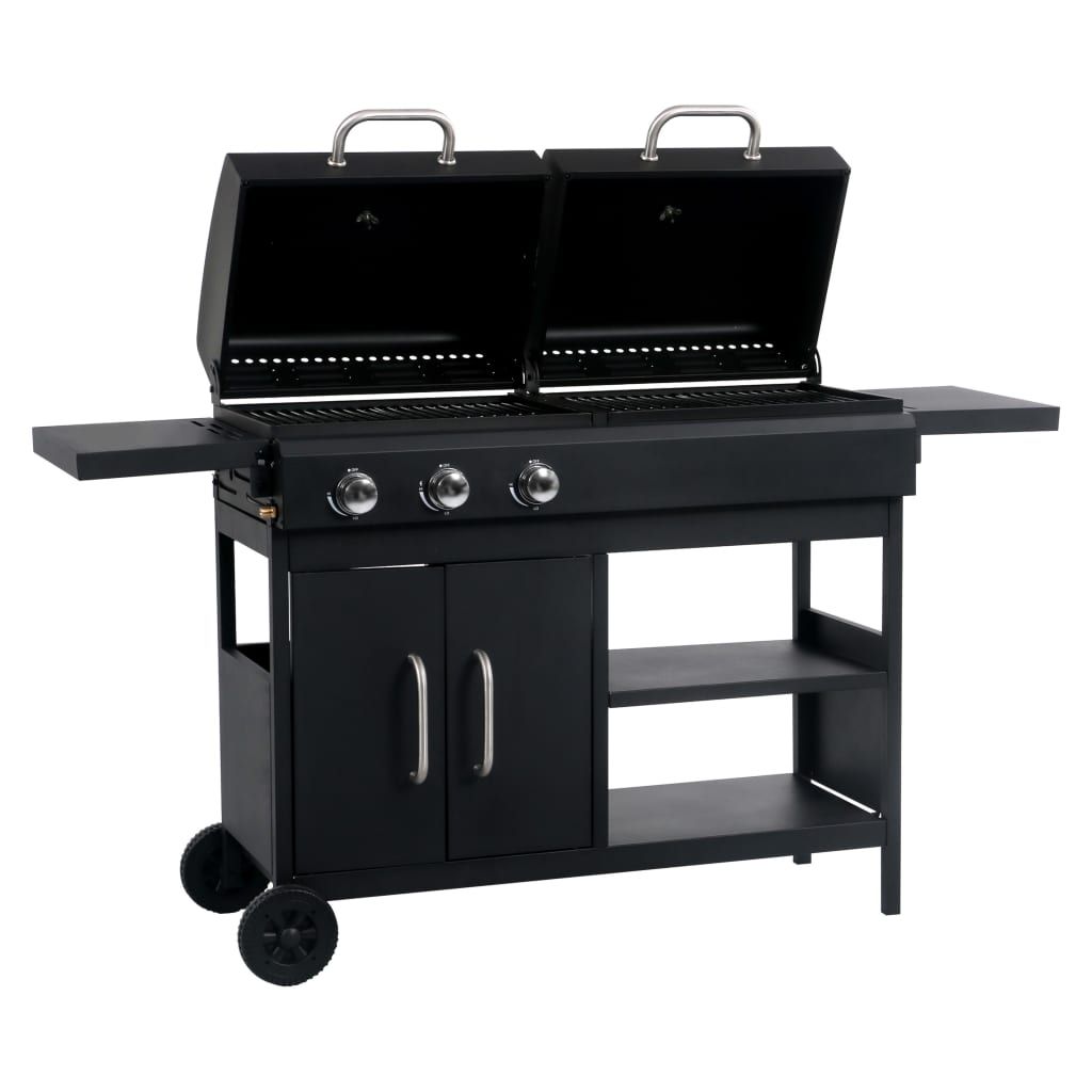 Vidaxl 3-palnikowy grill gazowo-węglowy