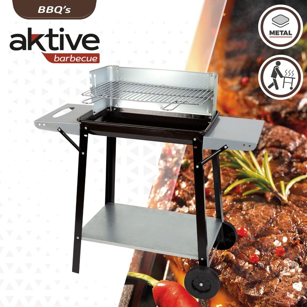 Active portable charcoal grill with 4 grill heights