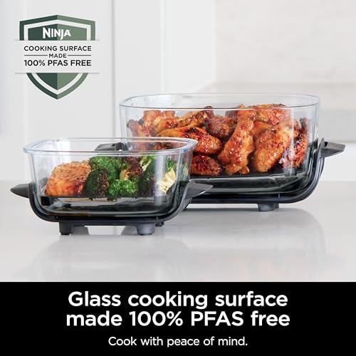 2026 Ninja Crispi Freidora de Aire Caliente, Compatible con Microondas, Congelador y Lavavajillas, Sistema de Cocina Portátil en Vidrio No Tóxico, Recipiente de Vidrio de 1,5 L con 6 Tazas y Tapas