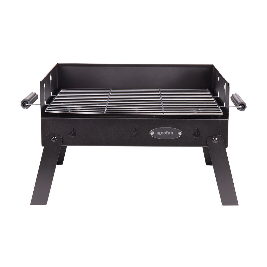 Portable Cofan Charcoal Barbecue | Chrome-plated Steel Barbecue | Foldable Barbecue | With Side Handles | Perfect for Camping, Garden, and Patio | Dimensions: 45.5 x 34.5 x 31.5 cm
