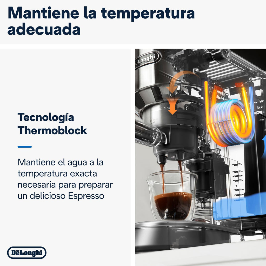 De'Longhi Dedica – Cafetera de Bomba de Acero Inoxidable para Café Molido o Monodosis, Espresso y Capuchino, Depósito de 1.3 Litros, Sistema Antigoteo, Modelo EC685.M, Color Metal