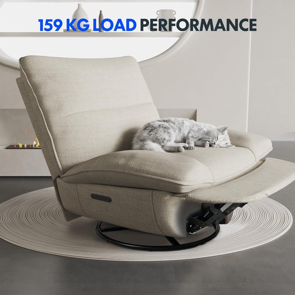 FLEXISPOT XC6 Sillón Relax, Sófa Giratorio con Función Balancín, Sillon TV con Respaldo Ajustable, Silla Reclinable para Dormitorio, Salón y Cine en Casa (Beige)