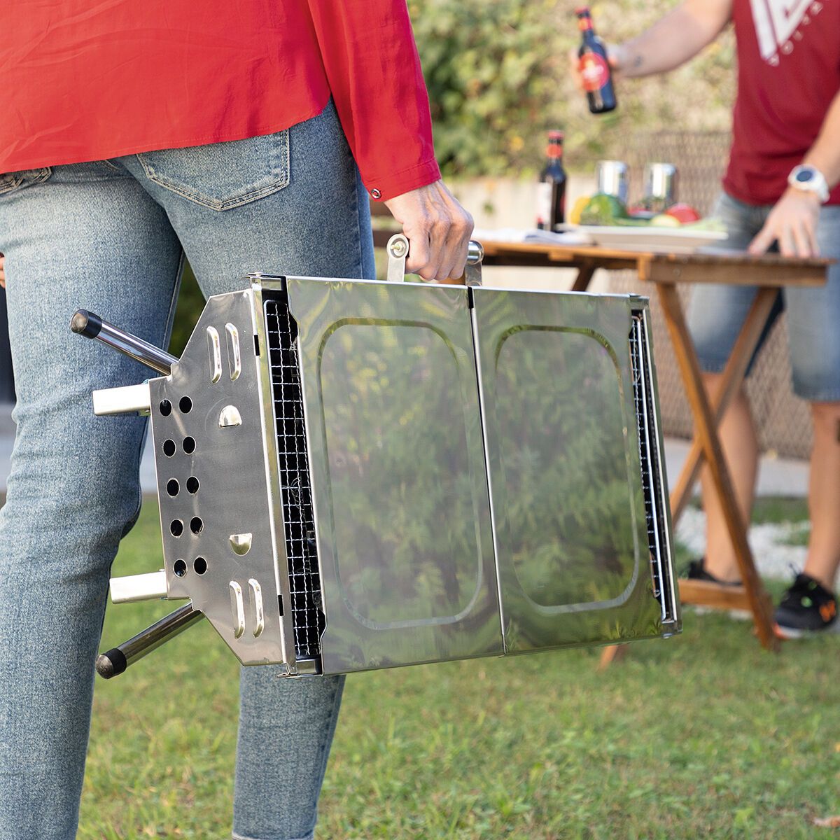 Barbacoa Plegable De Acero Inoxidable Para Carbón Innovagoods Acero Inoxidable Acero