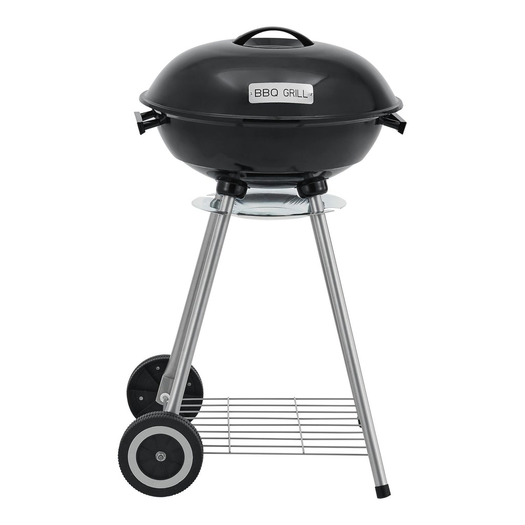 Barbacoa Redonda De Carbón Apricena Con Tapa 80x49x47cm - Negro [casa.pro]