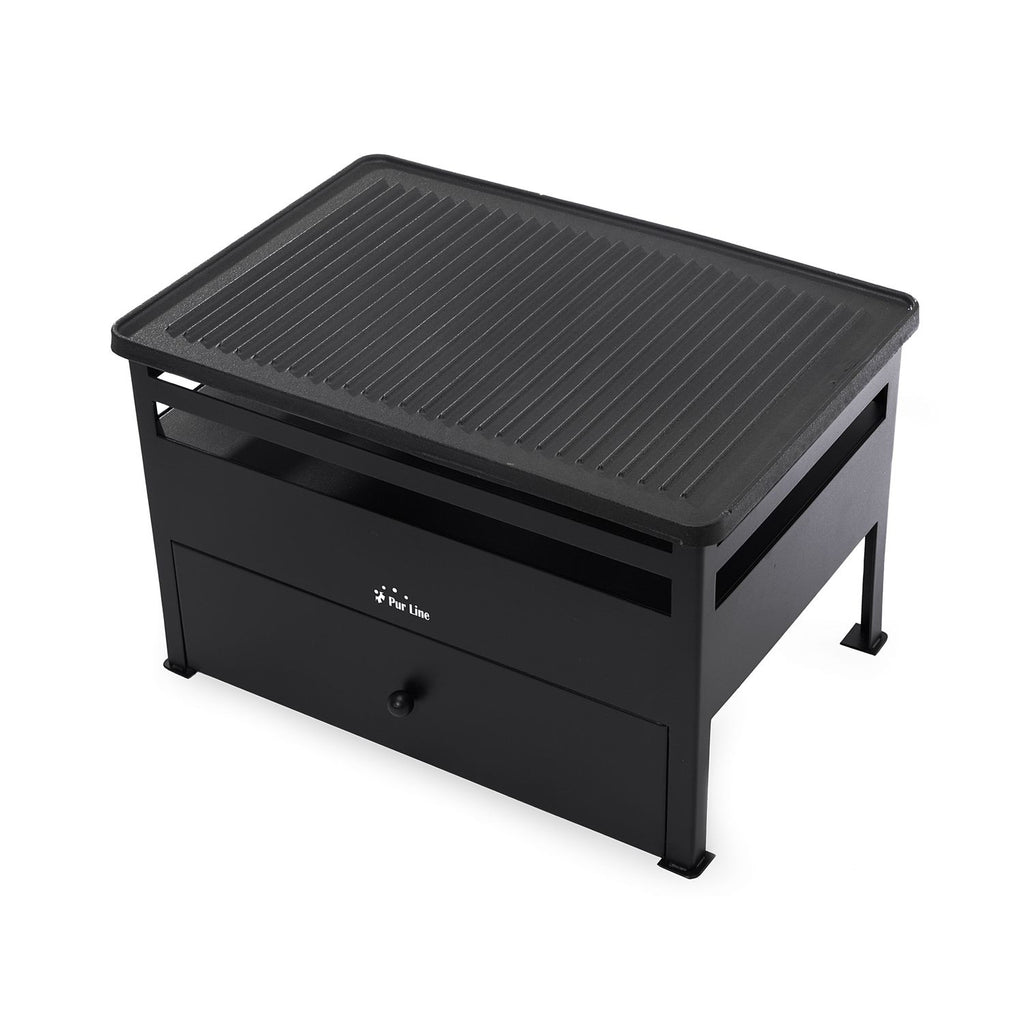 1.5L Ethanol Grill, Red Steel, and Rectangular Cast Iron Griddle