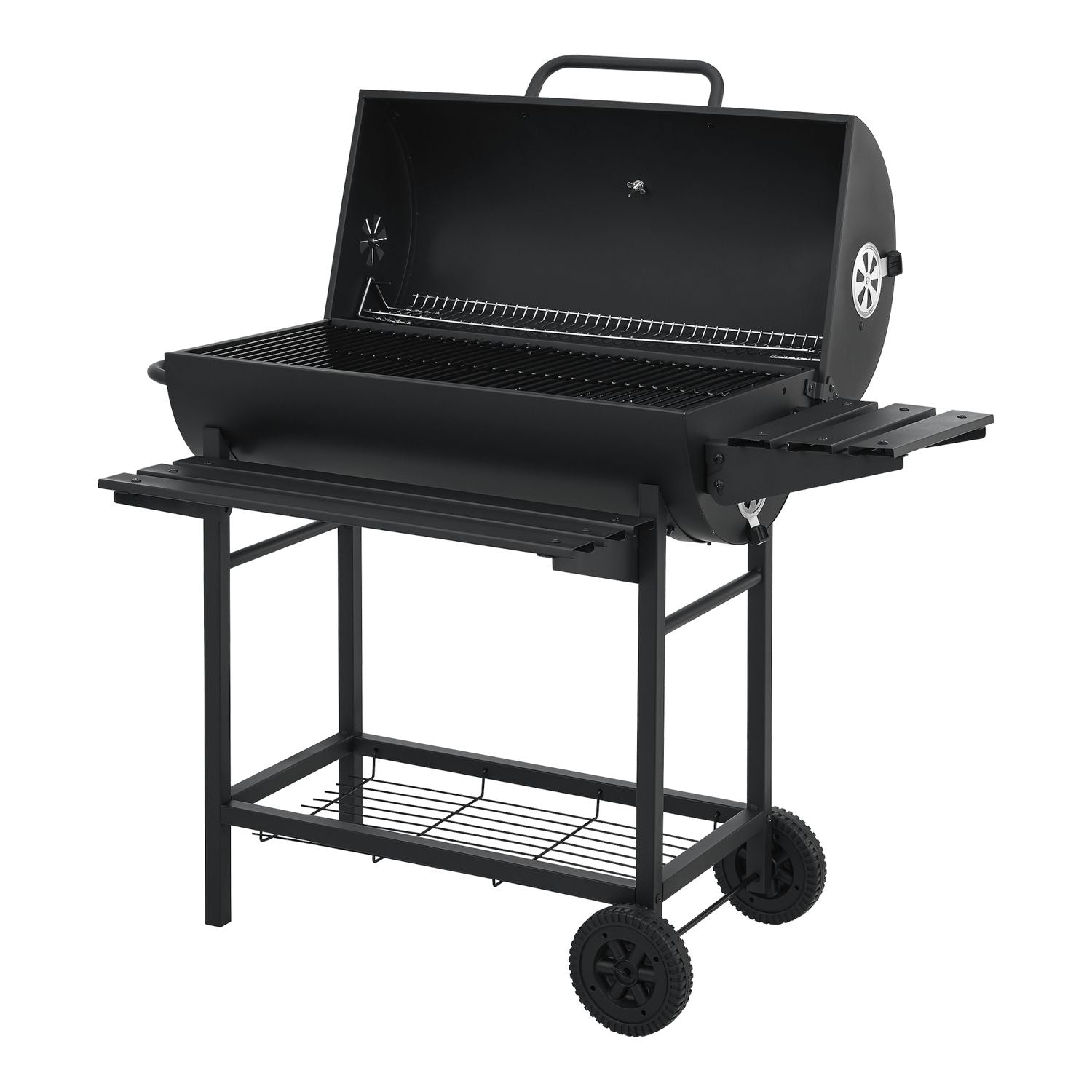 Armento Charcoal Grill with 2 Wheels, Thermometer, Steel – Black [casa.pro]
