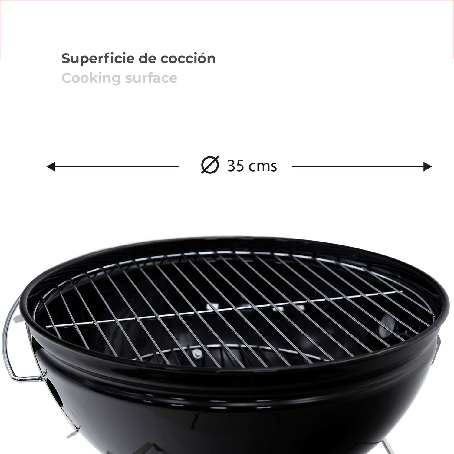 Kekai Tahoe Tabletop Charcoal Grill, Portable, 37x37x44 cm, with Lid and Transport and Locking System, Black Enamel