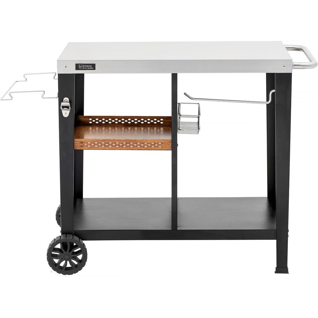 Carro De Servicio Para Barbacoa "gelia" 117 X 59 Cm - Acero Inoxidable - Negro