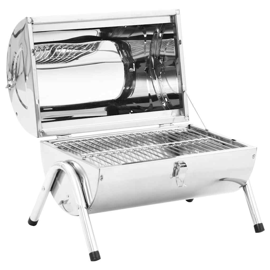 Barbacoa De Carbón De Sobremesa Acero Inoxidable Doble Parrilla Vidaxl