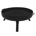 Steel fire pit with tripod for barbecue