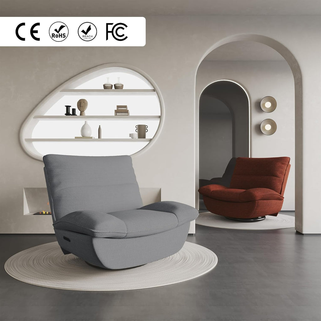 FLEXISPOT XC6 Sillón Relax, Sófa Giratorio con Función Balancín, Sillon TV con Respaldo Ajustable, Silla Reclinable para Dormitorio, Salón y Cine en Casa (Beige)