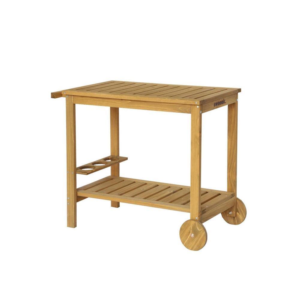 Aparador De Barbacoa De Madera Con Ruedas, Madera