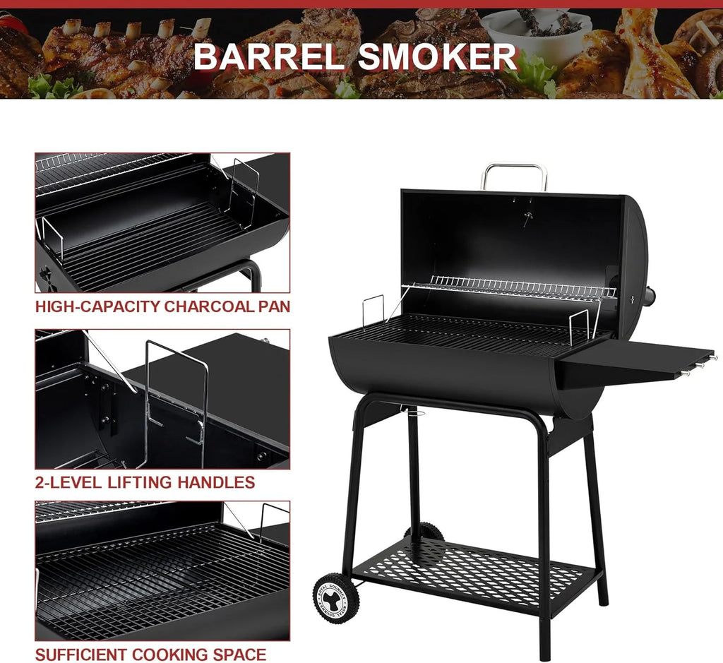 2026 Parrilla de carbón Royal Gourmet CC1830 de 30 pulgadas con mesa lateral, barbacoa exterior con 627 pulgadas cuadradas de espacio de cocción para jardín, terraza y fiestas, color negro
