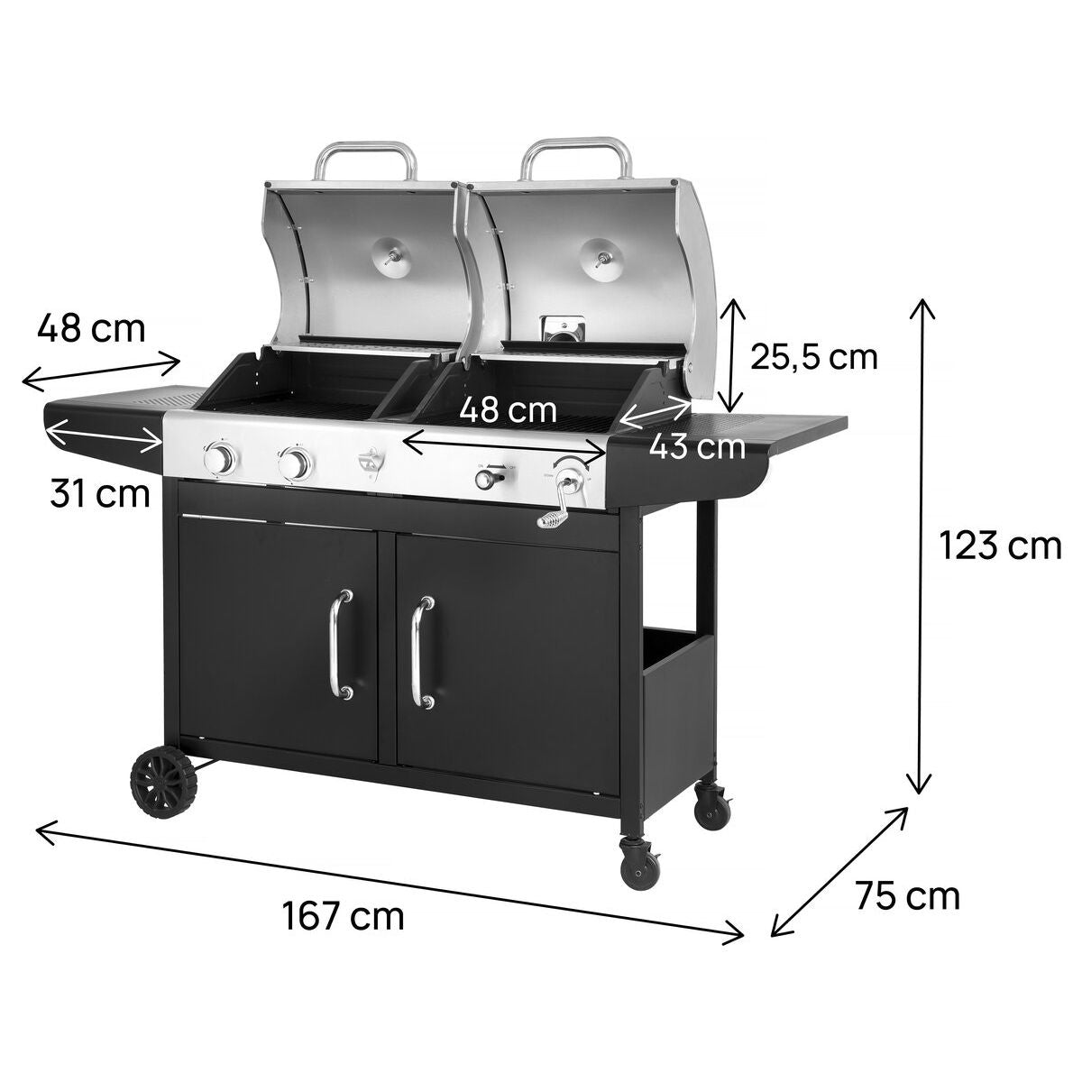 Barbacoa De Gas Y Carbón "western" 2 En 1 - Negra