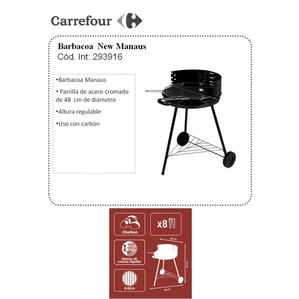 New Manaus 48 cm charcoal barbecue