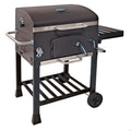 Portable charcoal grill with smoker 102x65x104 cm - steel. Black