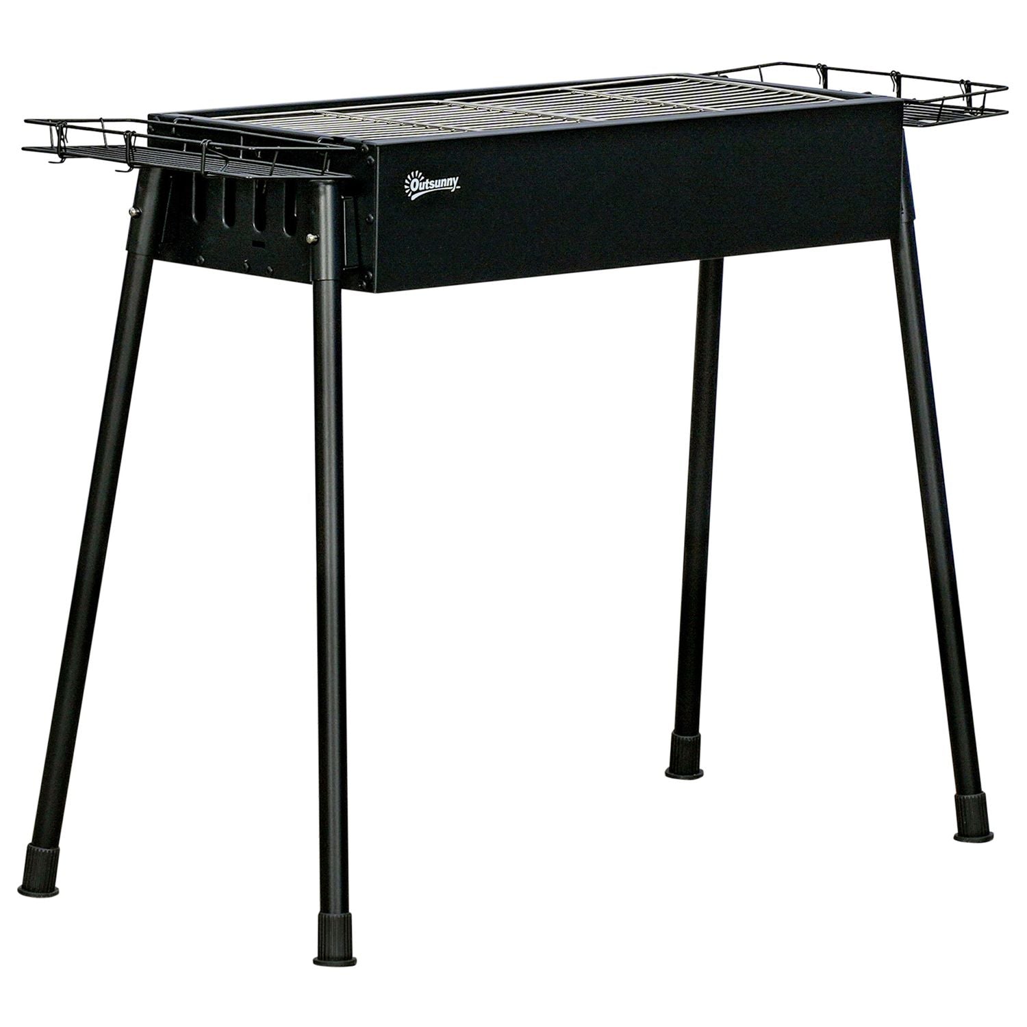 Outsunny grill węglowy, stal nierdzewna, metal, 77x30x70 cm, czarny