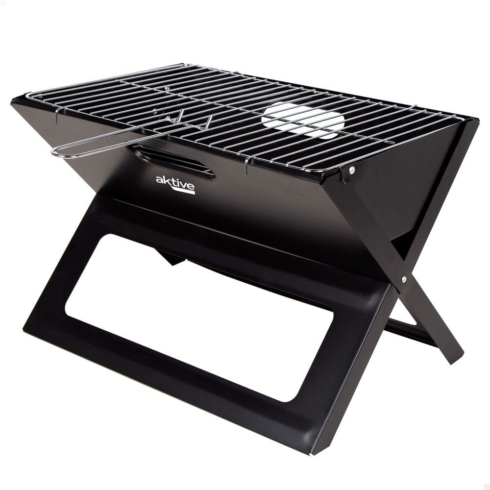 Active portable and foldable charcoal grill, 45x29x30 cm, steel, with carrying handle