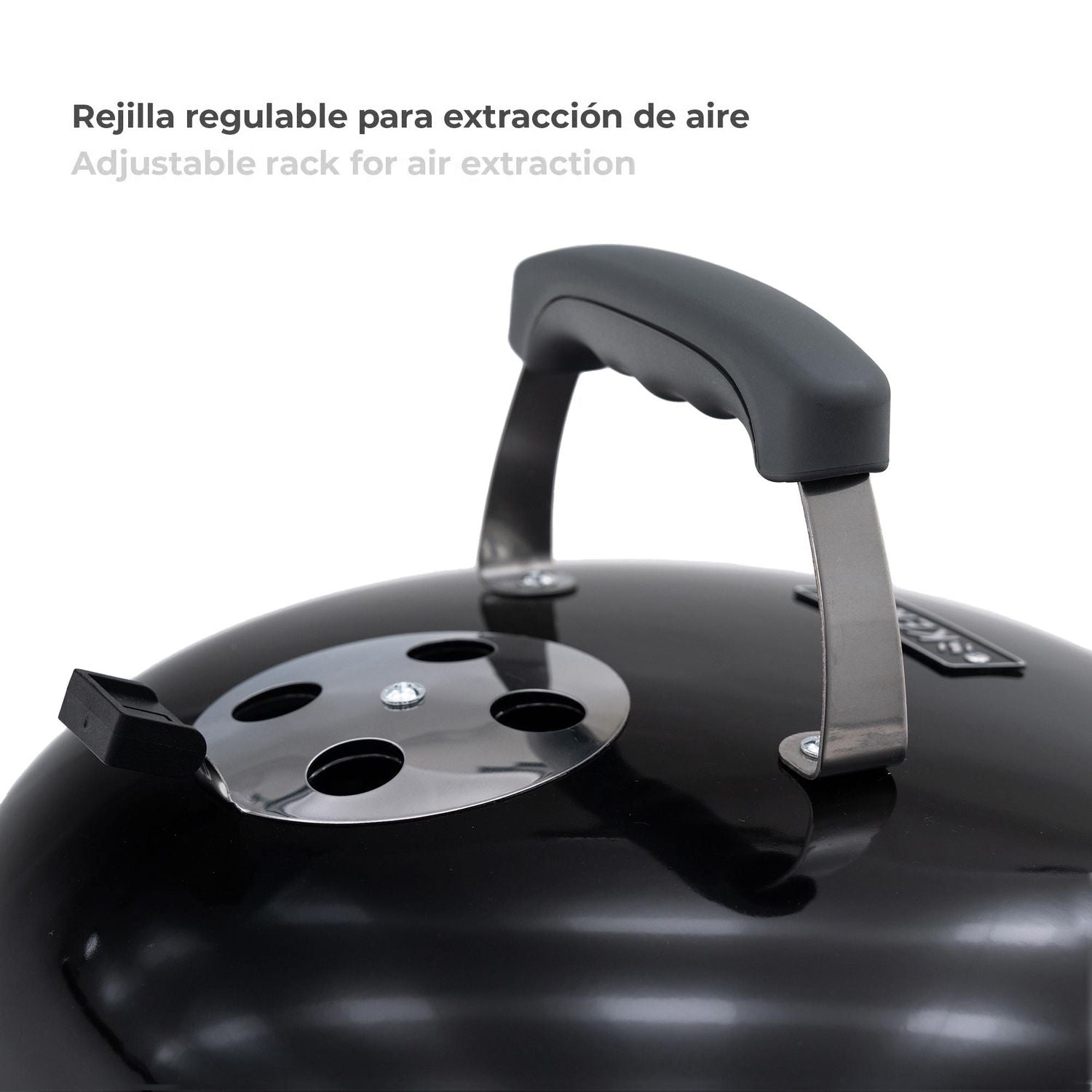Kekai Tahoe Tabletop Charcoal Grill, Portable, 37x37x44 cm, with Lid and Transport and Locking System, Black Enamel