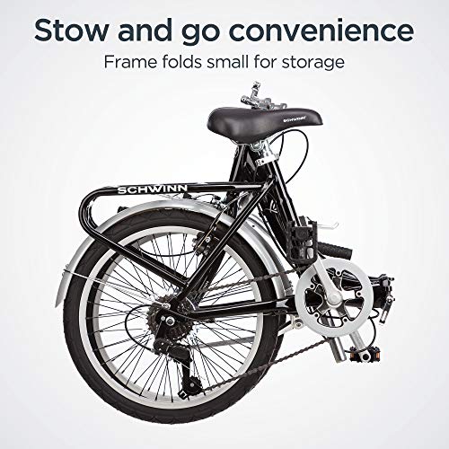 Bicicleta plegable Schwinn Loop para adultos, ruedas de 20 pulgadas, transmisión de 7 velocidades