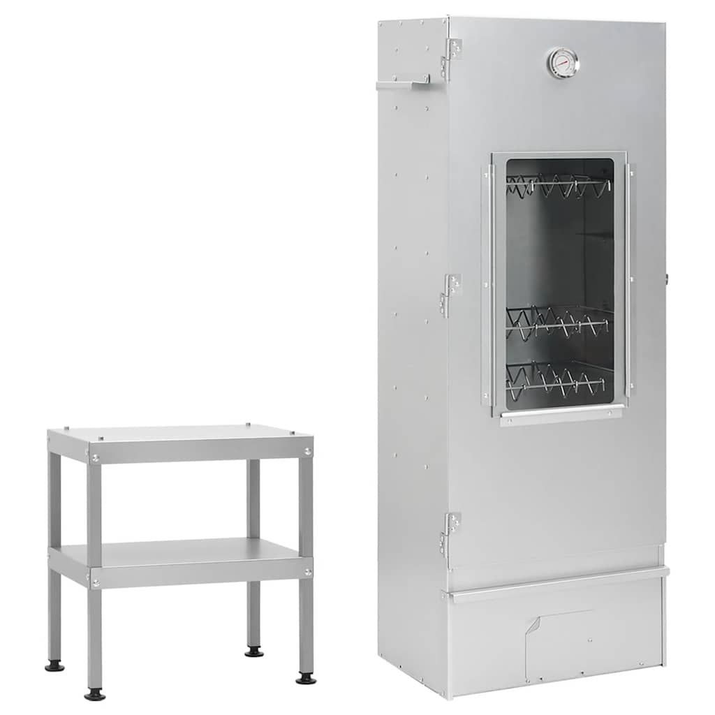 Horno Ahumador De Barbacoa Con Mesa Acero Galvanizado Vidaxl