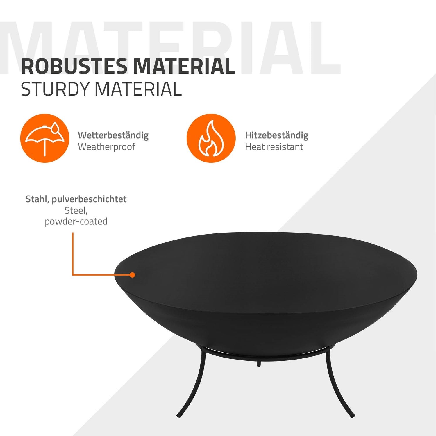 Steel fire pit with tripod grill