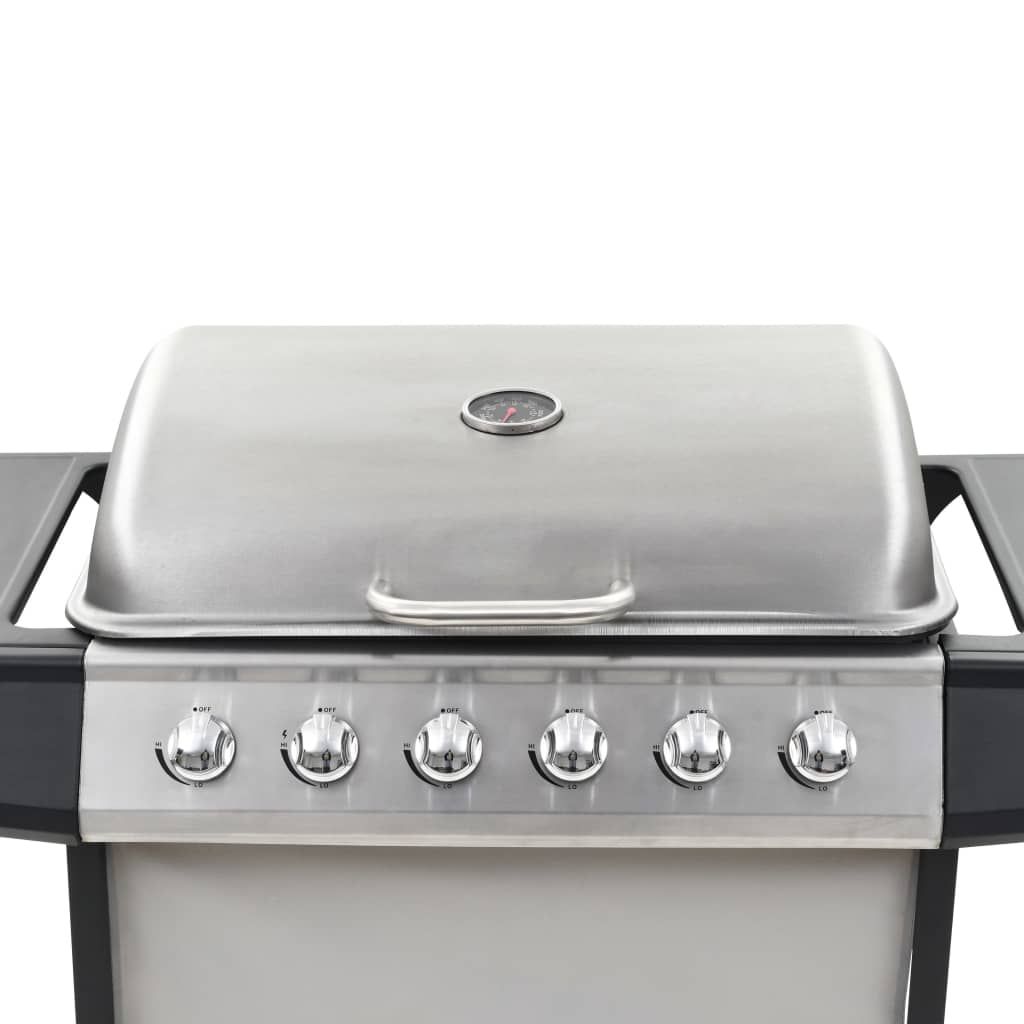 vidaXL przenośny grill gazowy z 6 palnikami, stal nierdzewna, srebrny