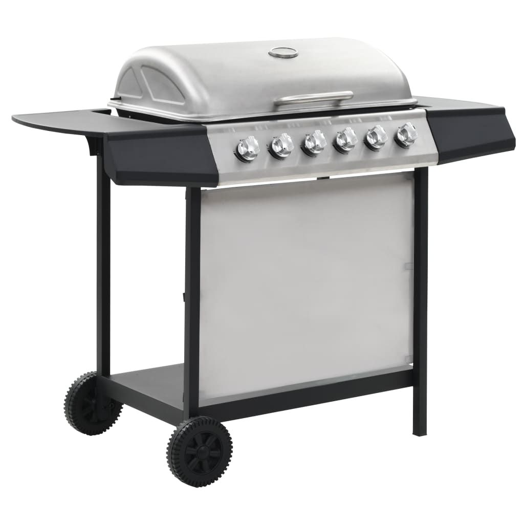 vidaXL przenośny grill gazowy z 6 palnikami, stal nierdzewna, srebrny