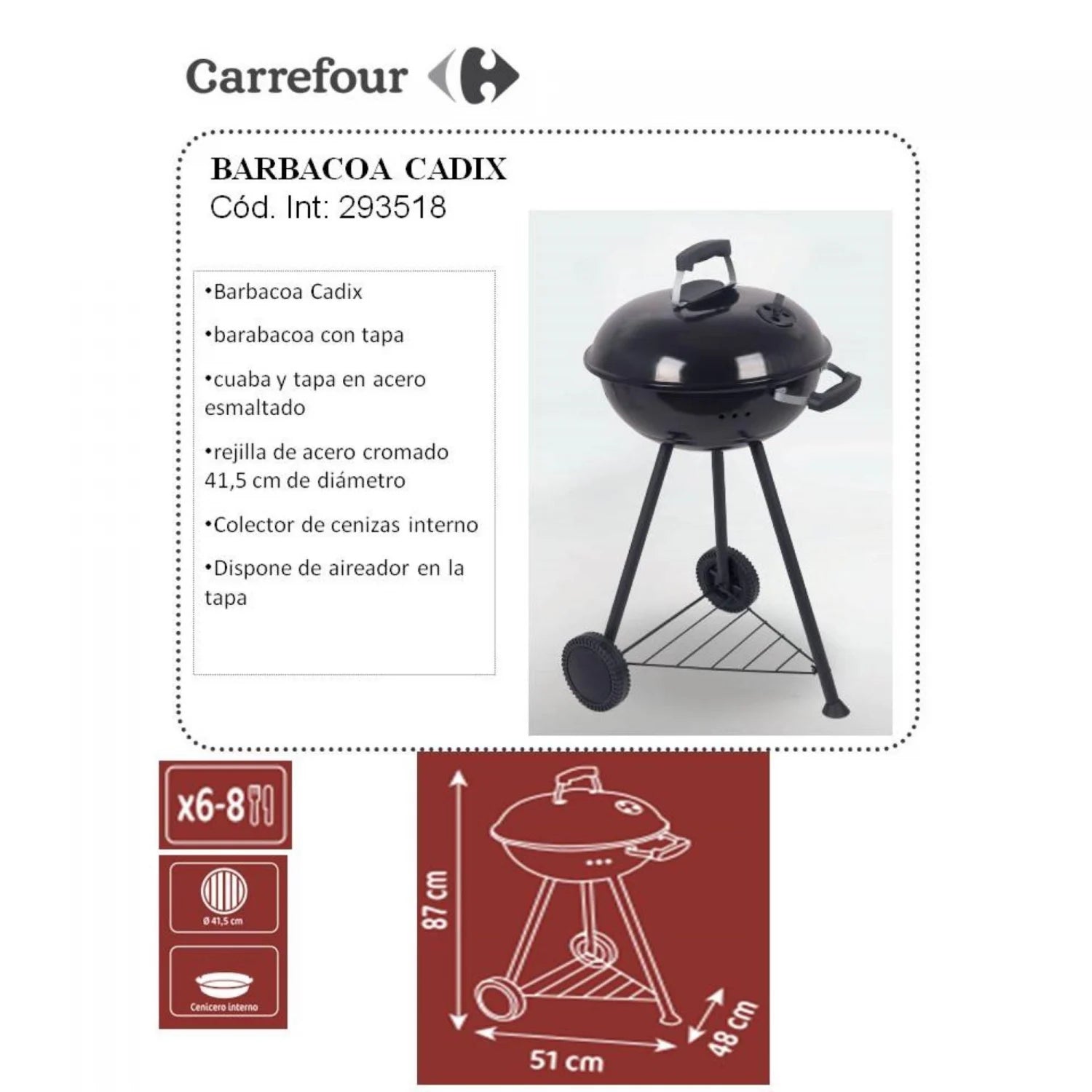 Grill Nowy Cadix 51x48x87