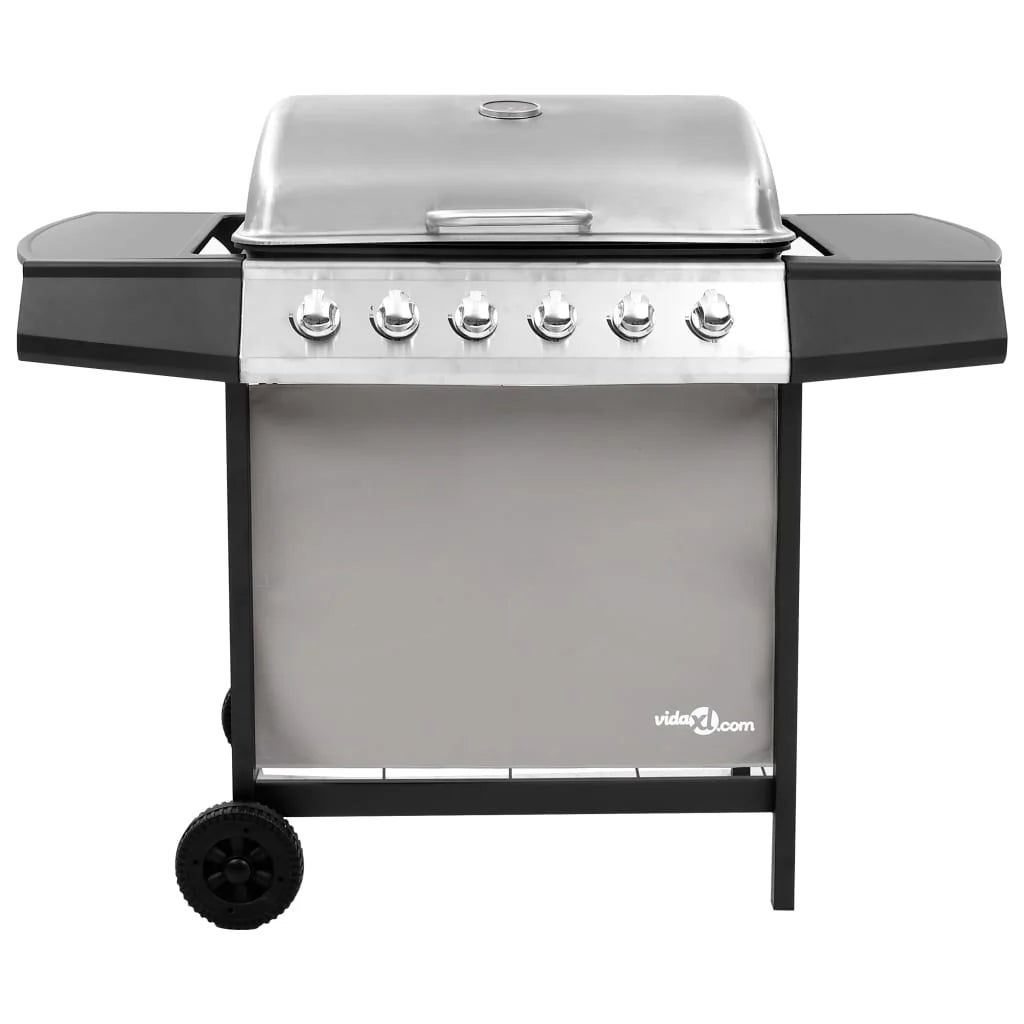 2026 Barbacoa de gas con 6 fogones negro y plateado V0288
