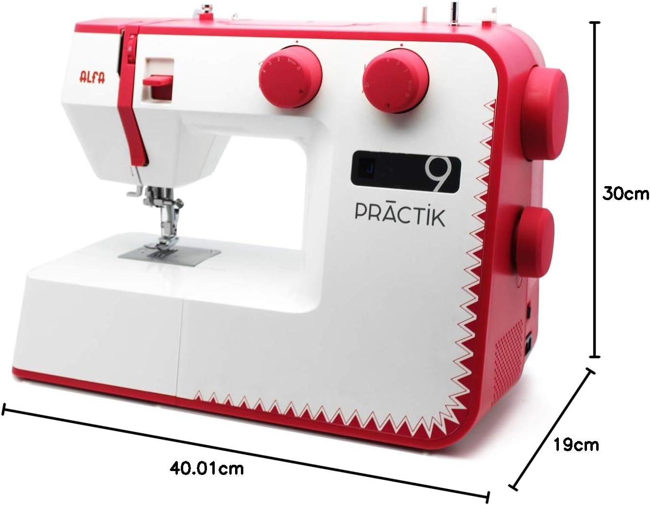 Alfa Máquina de Coser Practik 9, 34 Puntadas, Luz LED, Chasis metálico