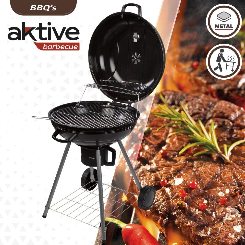 Active round charcoal grill with lid
